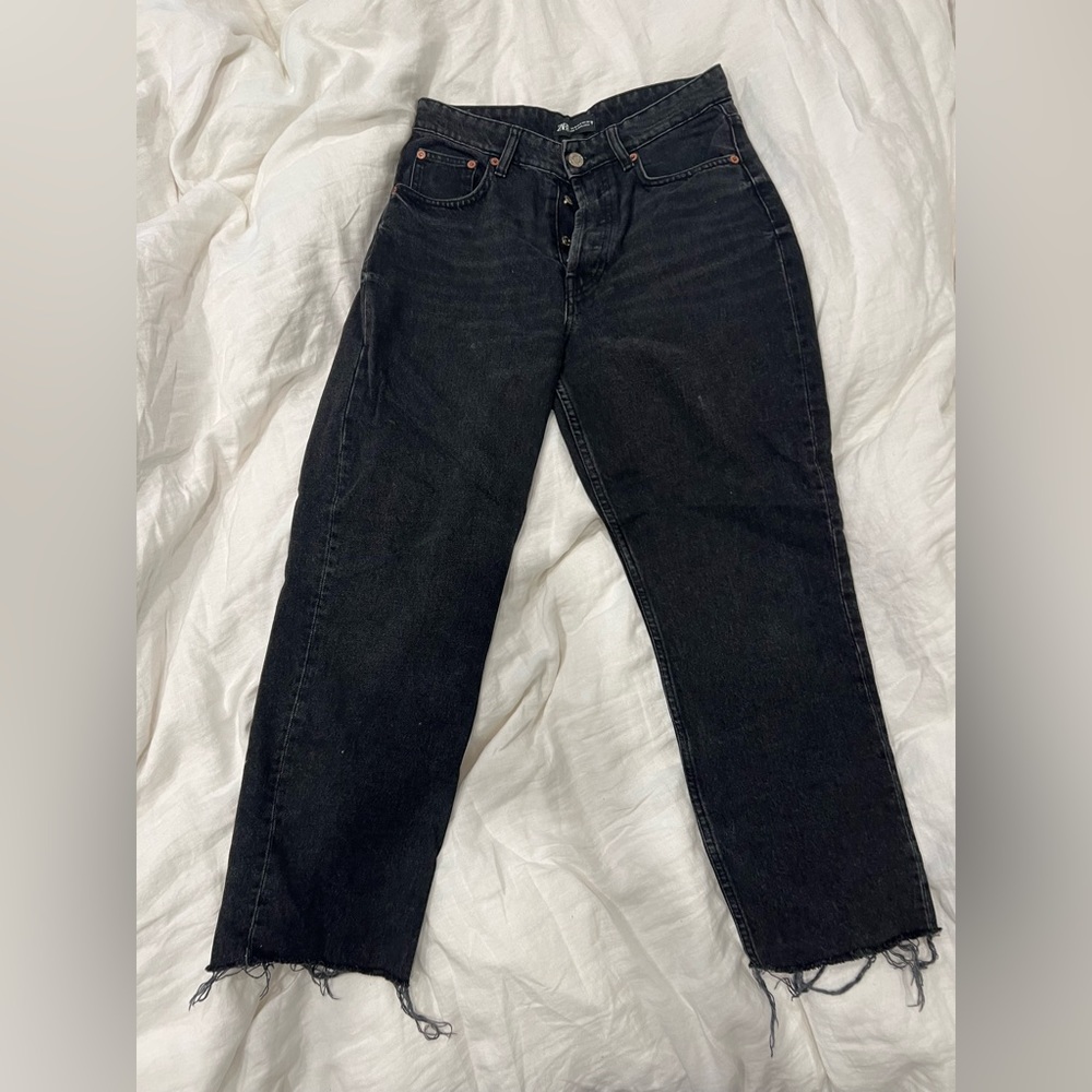 Black straight leg Zara jeans